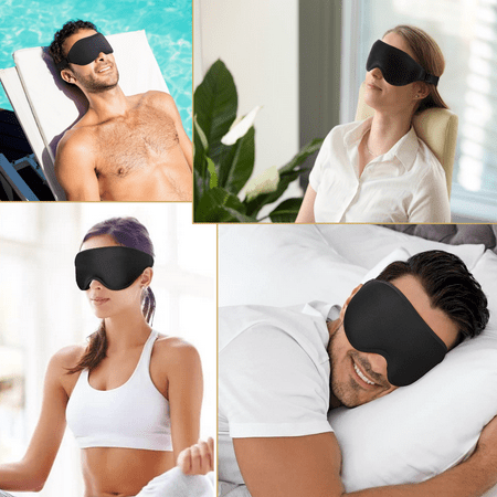 ComfiTime 3D Sleep Mask for Women, Men & Kids, 100% Blackout Weighted Eye Mask for Sleeping , Memory Foam Sleeping Eye Covers for Adult, Contour Blindfold Eye Blinder, Night Mask w/ Nose Baffle,Black