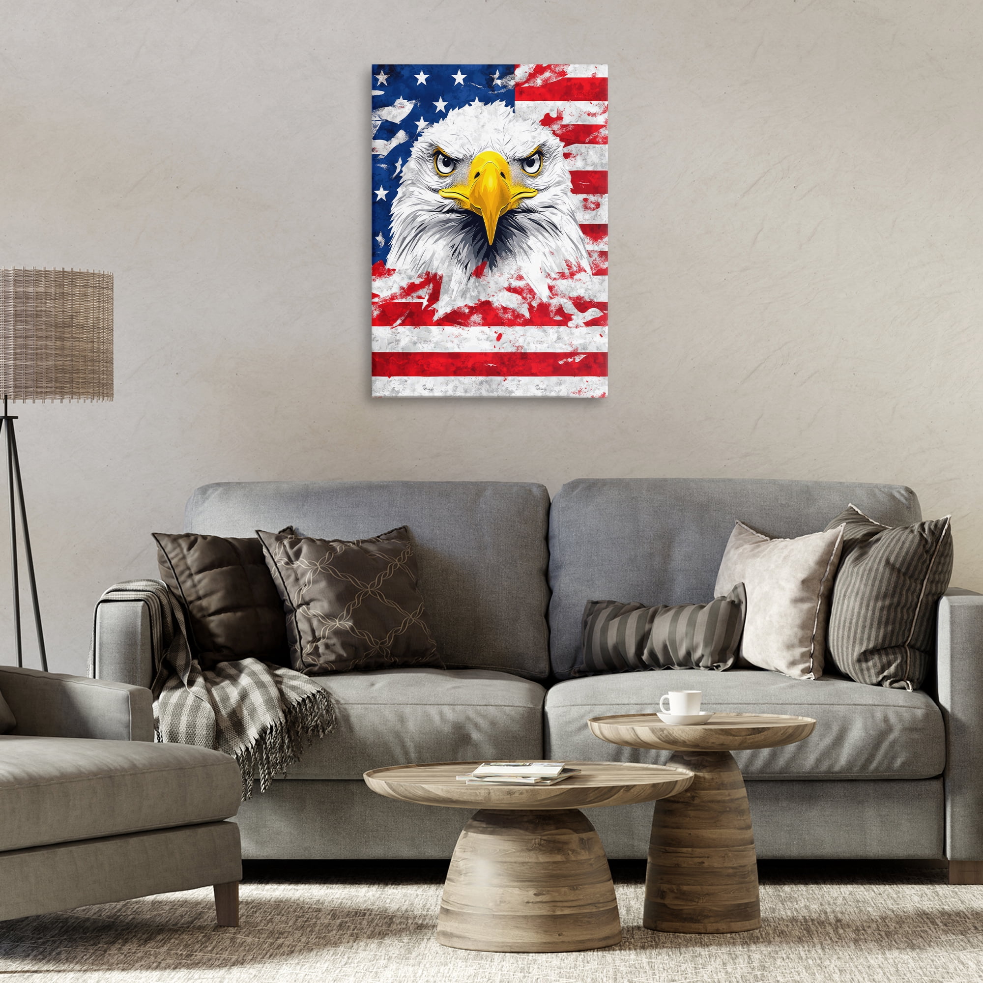 Stupell Industries Patriotic Bald Eagle Flag Canvas Wall Art, design by The Wands Want
