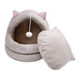 thumbnail image 3 of Lindo nido para gatos semicerrado, sofá cama para mascotas, con pelota de juego, suave y universal Gris, 3 of 8