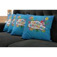 thumbnail image 2 of Ambesonne Blue Throw Pillow Cover 4 Pack, Greeting Text Party Hats, 16", Multicolor, 2 of 6