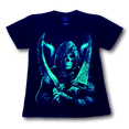 thumbnail image 4 of Skull holding Two Swords and Wings Glow in the Dark HD Hot Rock T-Shirt, 4 of 6