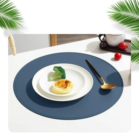 

Round Leather Placemat Solid Colour Faux Leather Placemats Coffee Mats Kitchen Table Mats Waterproof Easy To Clean Kitchen Table Mats