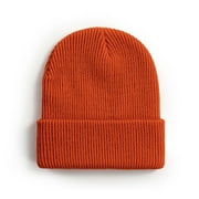 STEADY Men's And Women's Autumn And Winter College Style Windproof And Warm Solid Color Embroidered Knitted Hat - Orange