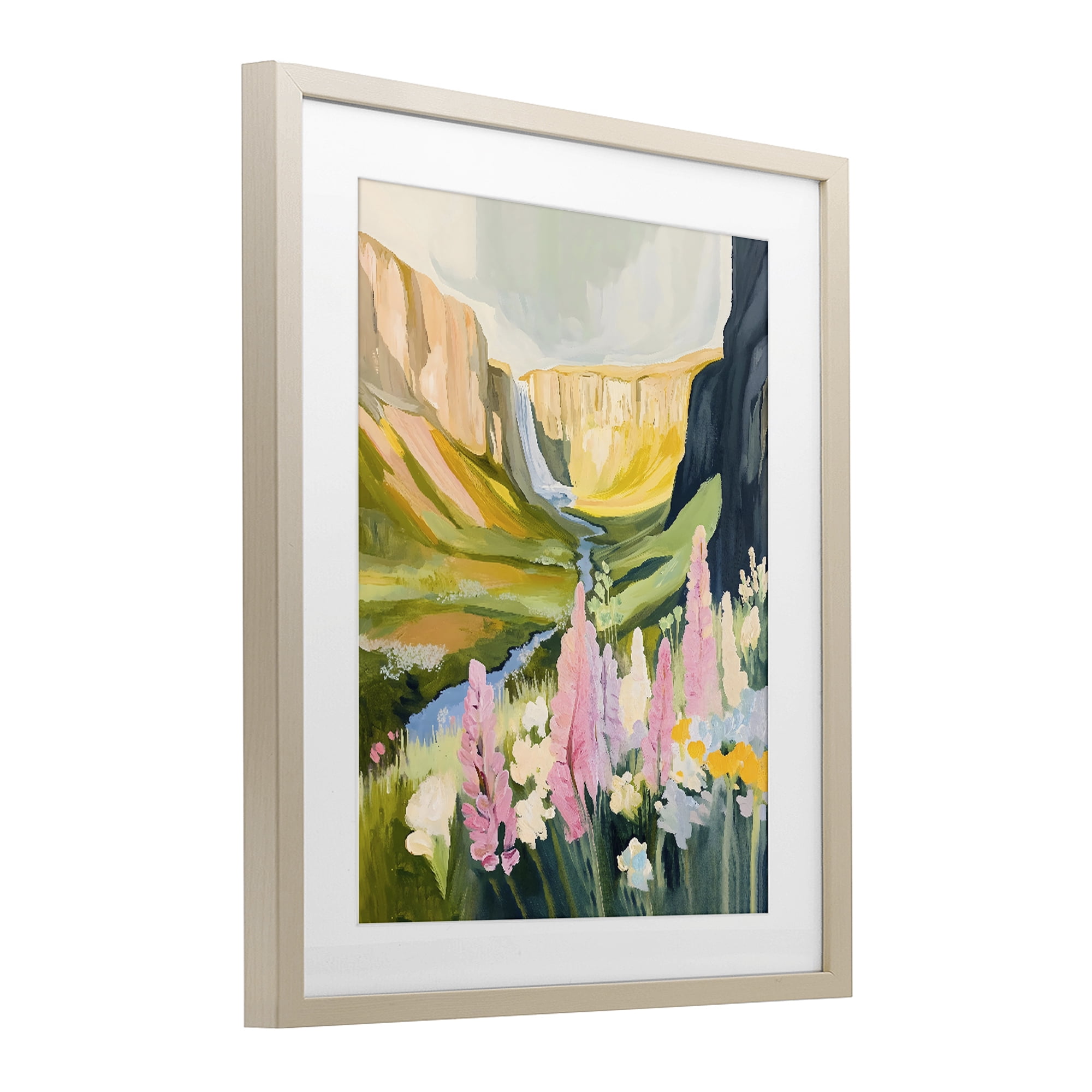 Stupell Industries Waterfall and Valley in Bloom Birch Framed Print Under Glass, design by The Prints Vibe