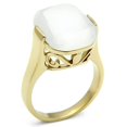 thumbnail image 1 of IP Gold Ion Plating Brass Ring with Synthetic Cat Eye, White - Size 6, 1 of 1
