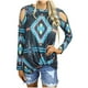 thumbnail image 1 of Camiseta de manga larga con estampado de diamantes y cuello redondo de verano para mujer Pompotops FGAJ11783, 1 of 9