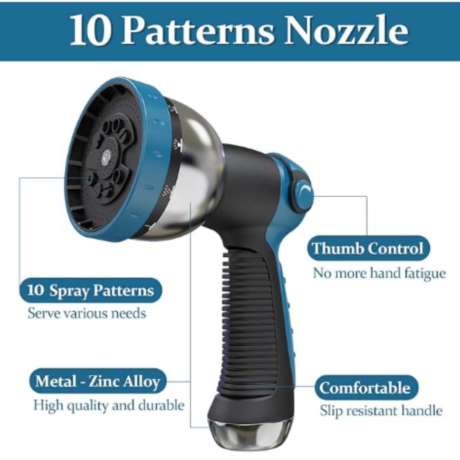 Garden Hose 50ft, Made of TPE(Not PVC), Ultra-Light & Flexible Water Hose with Solid Brass Fittings, Non-Shrinking, Easy to Storage, Drinking Water  Material, All-weather, SeaBlue