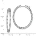 thumbnail image 2 of Sterling Silver Rhodium Plated With Cubic Zirconia Hinged Oval Hoop Earrings - Measures 36x29mm Wide, 2 of 2