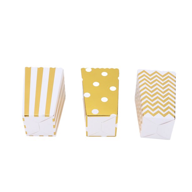 Cajas De Palomitas De Maíz, Bolsas De Palomitas De Maíz Portátiles Livianas Papel De Apertura Superior Para Niños Para La Ducha Para Jóvenes Para El Aniversario De Graduación ANGGREK Oro