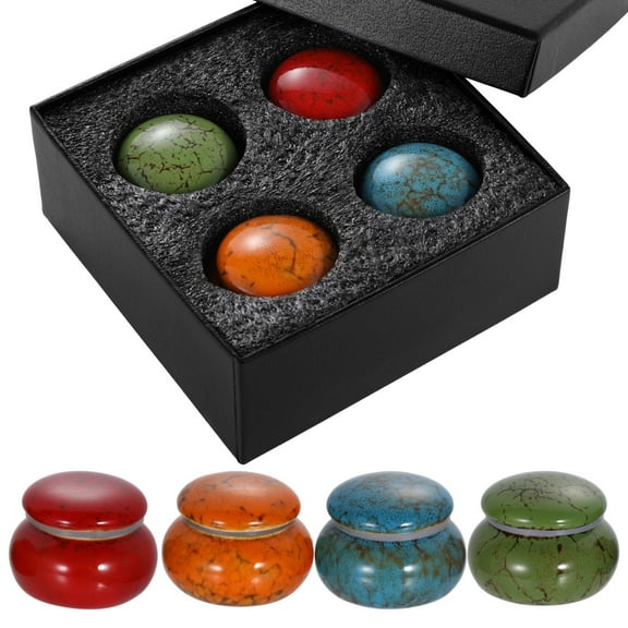 4 PCS Small Urns for Human Ashes, 2 x 1.6 Inches Small Cremation Urns with Box, 4 Colors Ceramic Ash Container, Mini Keepsake Urn, Pet Funeral Ash Container, Decorative Memorial Urns for Memory