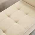 thumbnail image 6 of 51.5" Beige Velvet Bed Bench With Storage - Elegant Curved Arms & Solid Wooden Legs End Seating Practical, 6 of 6