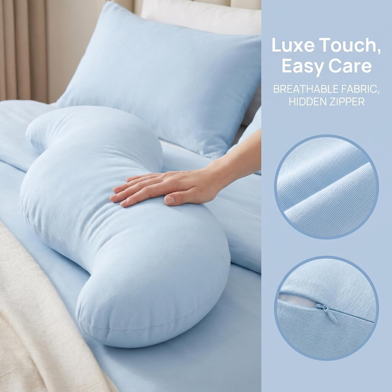 Pea Pod Body Pillow for Adults, 43in Full Body Pillow for Side Sleepers, Long Body Pillow for Bed, Pea Pod Shape Long Pillow for Pregnancy Sleeping Full Body Support