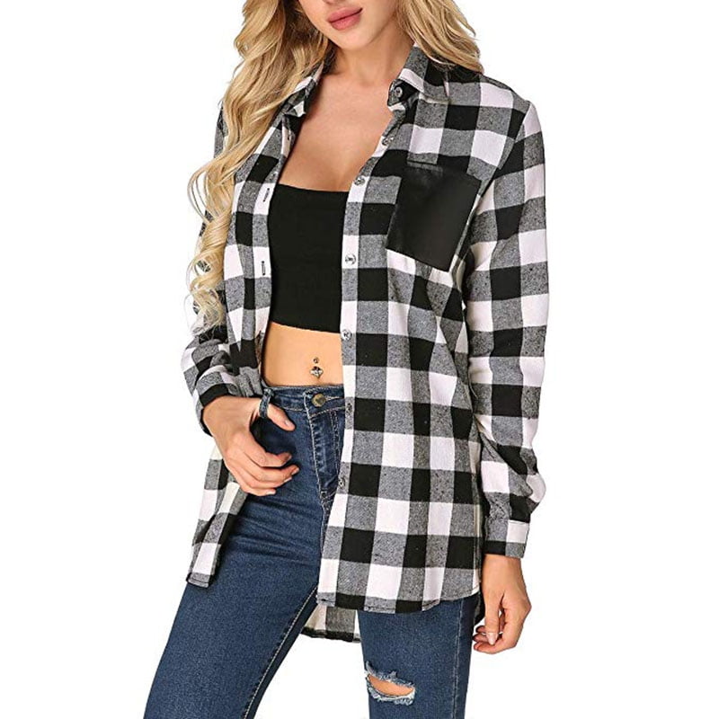 womens plus size buffalo plaid shirt