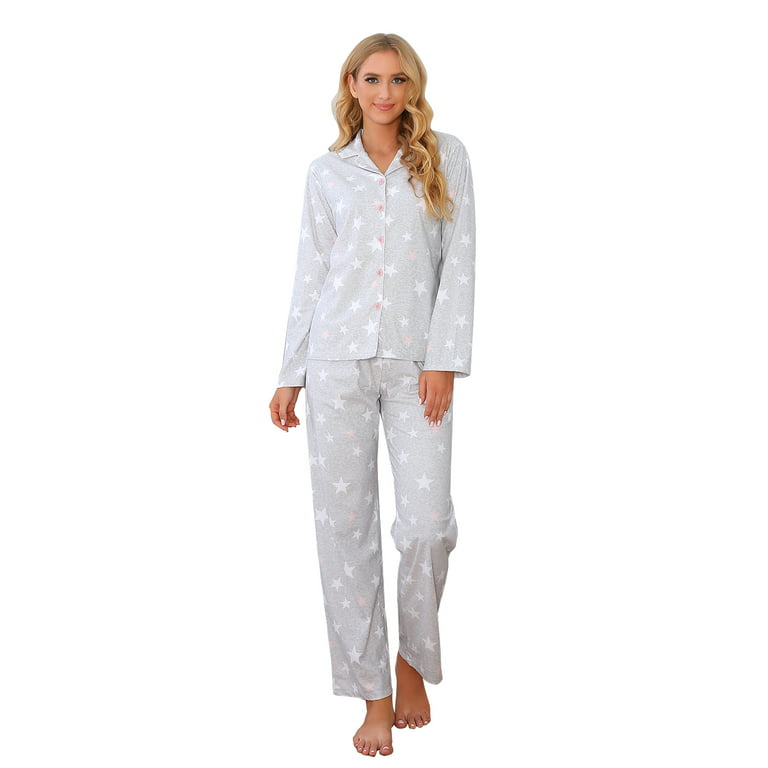 Richie House Women's Knit Flannel Printed Pajama Set with Pants S
