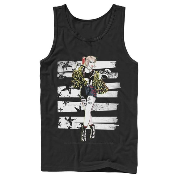 Men's Birds of Prey Harley Quinn Comic Pose Tank Top Black Medium