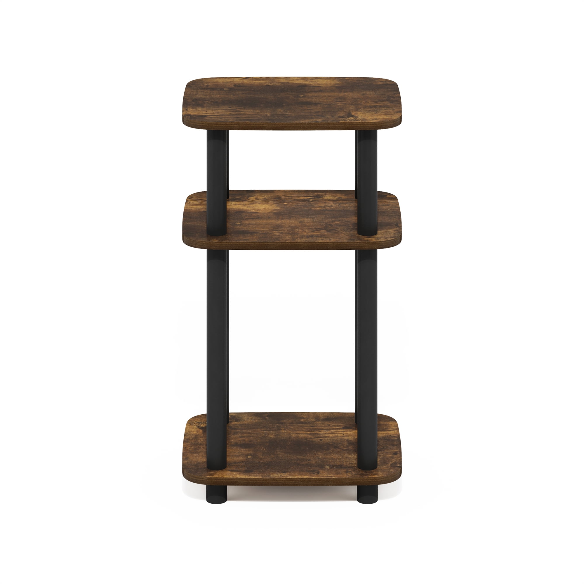 Furinno Just 3-Tier Turn-N-Tube Curve End Table, Side Table, 1-Pack, Amber Pine/Black