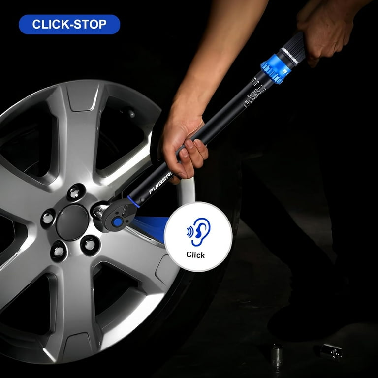Puibers 1/2-Inch Drive Torque Wrench Set – 10-170 FT.LB / 13.6-230.5 Nm, ±3% Accuracy, Includes 1/2" To 3/8" Adapter & 5" Extension Bar – For Auto & Moto Maintenance