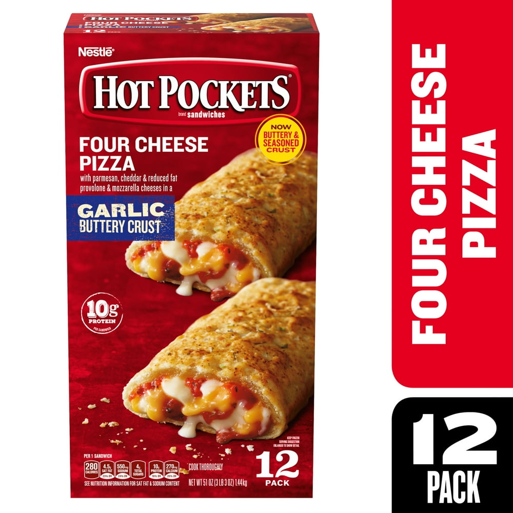 Hot Pockets Four Cheese Pizza Garlic Buttery Crust Frozen Snacks 51 oz
