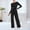 Black, variant on Women's 2 Piece Outfits Lounge Sets 2026 Long Sleeve Tops Wide Leg Pants Casual Matching Set