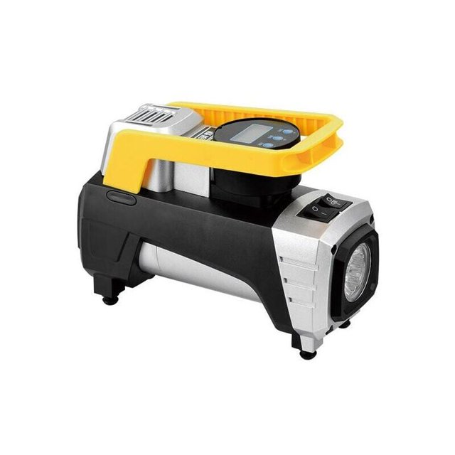 Compresor de aire portátil Inflador de neumáticos digital de 12 V Bomba automática con luz LED, 3 adaptadores de boquilla, cable de 3 m