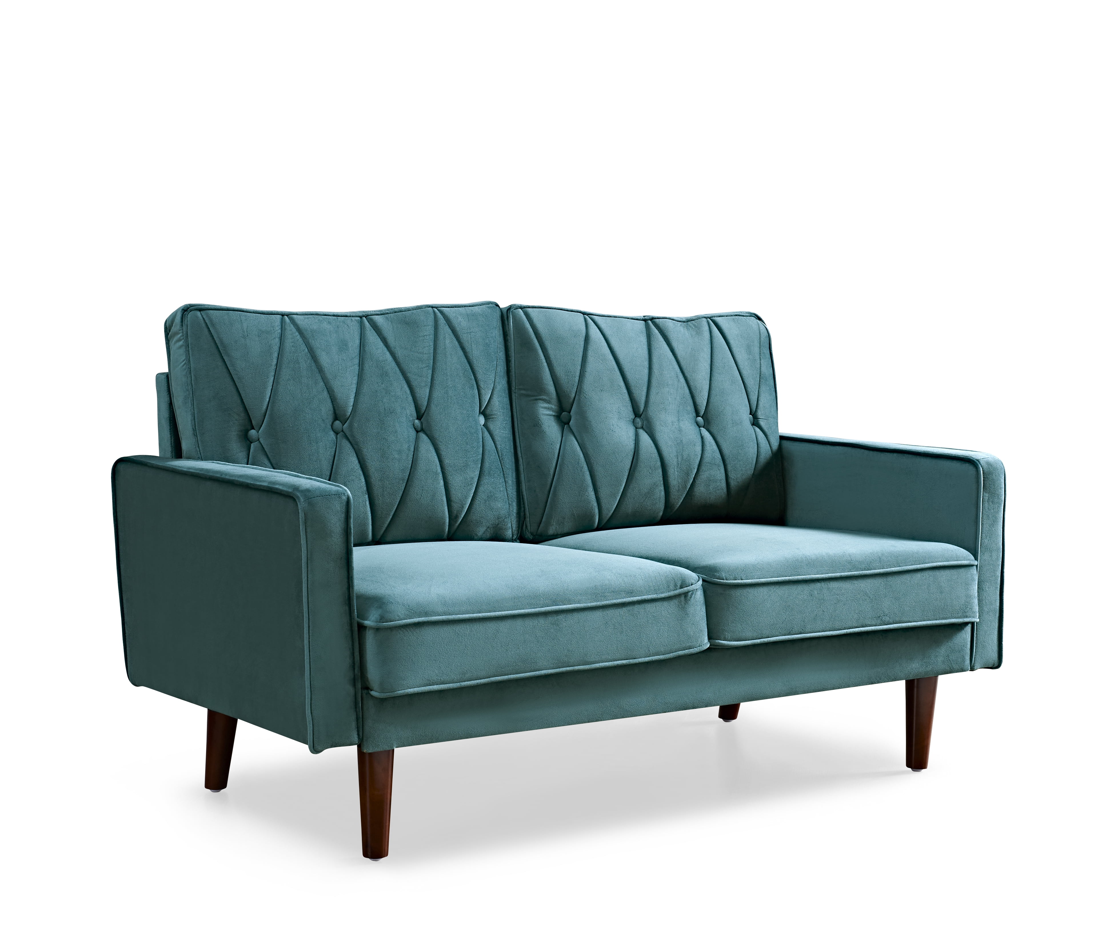 US Pride Furniture Feemster 57.5'' Velvet Square Arm Loveseat, Blue/Green