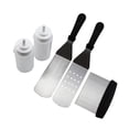 thumbnail image 1 of 5-Piece Professional Black Griddle BBQ Tool Set: 2 Stainless Steel Spatulas, 2 PE Condiment Bottles, 1 Chopper Scraper - Heat-Resistant PP Handle, Sanded Surface, Easy Clean for Grill Chefs &, 1 of 5