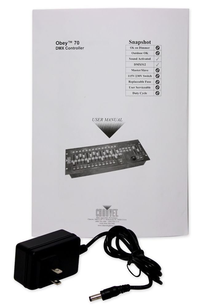 New! Chauvet DJ OBEY 70 Light/Fog DMX Lighting Controller+(6) 10 ft. DMX Cables