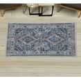 thumbnail image 1 of Tribal Decorative Rug, Abstract Geometric Motif of Striped Zigzag Shapes and Squares Ethnic Art, Quality Carpet for Bedroom Dorm and Living Room, 6 Sizes, Warm Taupe and Blue, by Ambesonne, 1 of 1