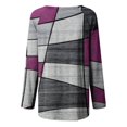 thumbnail image 5 of Long Sleeve Shirts for Women Dressy Casual Crew Neck Hem Flowy Tops Color Block Geometry Printed Oversized Loose Tunic Shirts Graphic Tees for Spring Fall #B06-Orange S, 5 of 5