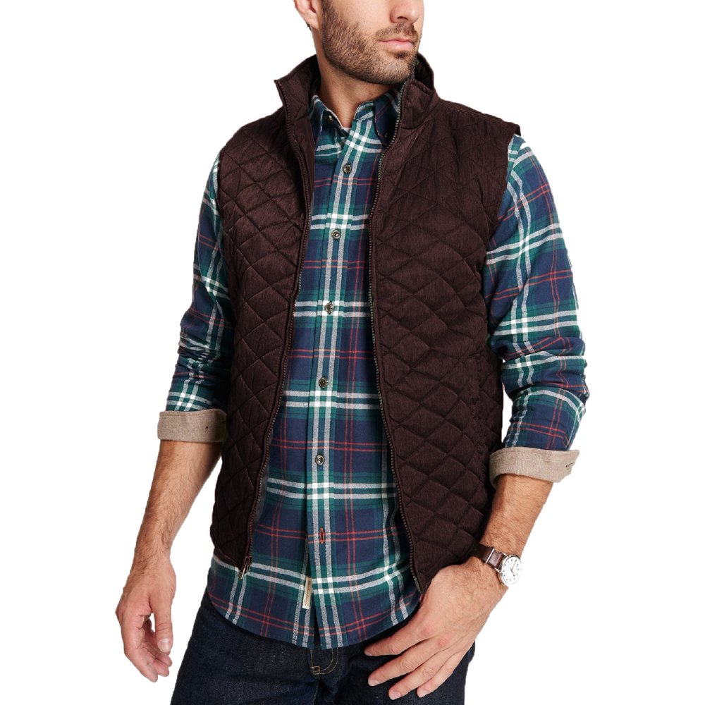 Weatherproof Vintage Weatherproof Vintage Mens Quilted Full Zip Stand Collar Vest Wine Large