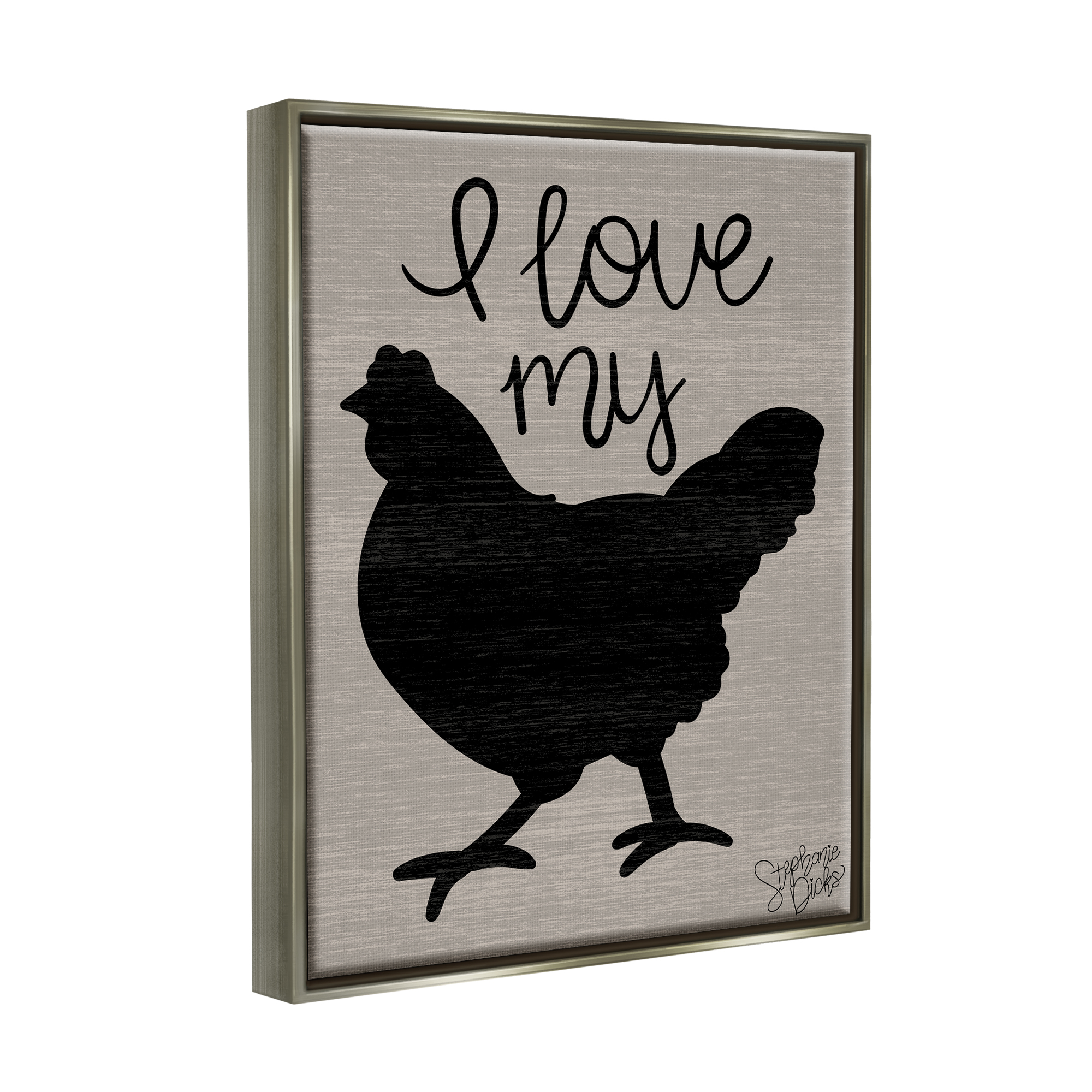 Stupell Love My Chicken Farmhouse Sign Animals & Insects Painting Gray Floater Framed Art Print Wall Art