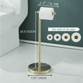thumbnail image 2 of Support de Porte-Papier Toilette Autoportant, Base Lourde Assure la Stabilité, Hauteur Réglable de 12.4 Pouces à 22.8 Pouces, Acier Inoxydable Antirouille pour Toutes Tailles de Rouleaux de Papier Toilette, Finition Or Brossé Gain de Place, 2 of 5