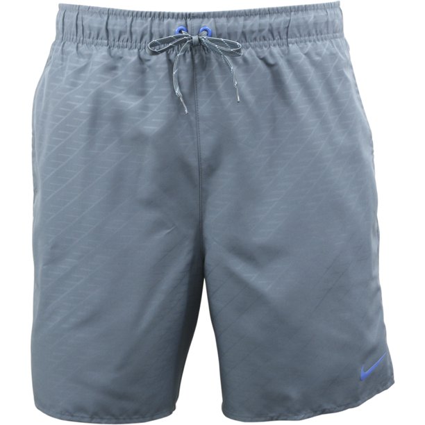 Nike Men's Core Emboss 9" Swim Blue Graphite Trunk Volley Shorts