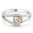 thumbnail image 2 of Gem Stone King 925 Sterling Silver Peach Morganite Engagement Ring for Women | 0.75 Cttw | Round 5MM | Gemstone October Birthstone | Size 7, 2 of 3