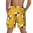 thumbnail image 4 of Goofa Cute Bee Butterfly Yelllow Printed Men's Swim Trunks Board Shorts Quick Dry Mens Swimming Trunks with Compression Liner,Breathable Fit Hawaii Beach Shorts-X-Large, 4 of 9