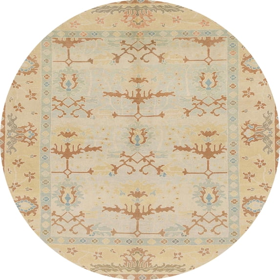 Ahgly Company Machine Washable Indoor Round Abstract Brown Sand Brown Area Rugs, 6' Round