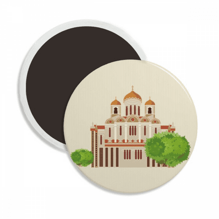 

Russia National Symbol Landmark Illustration Round Ceracs Fridge Magnet Keepsake Decoration