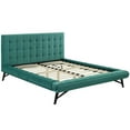 thumbnail image 2 of Modway Julia Queen Biscuit Tufted Performance Velvet Platform Bed in Teal, 2 of 6