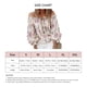 thumbnail image 4 of Blusa informal con escote en V y hombros descubiertos con mangas acampanadas, color albaricoque, talla S Blusa con mangas con volantes y estampado floral, 4 of 4