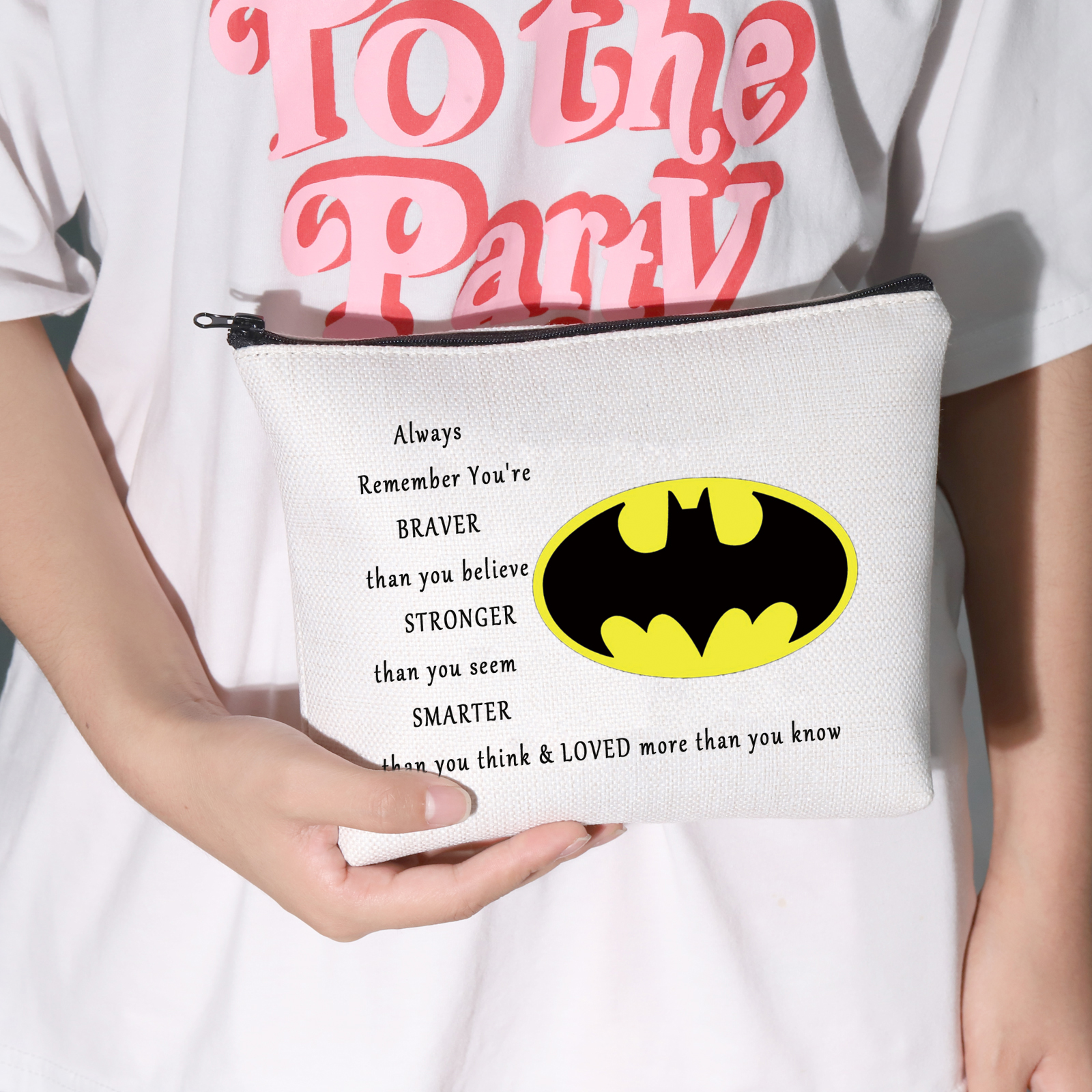 Batman-inspirierte Kosmetiktasche Mit Motivspruch – Baumwoll-Beutel Für Make-up, Federmäppchen & Mehr