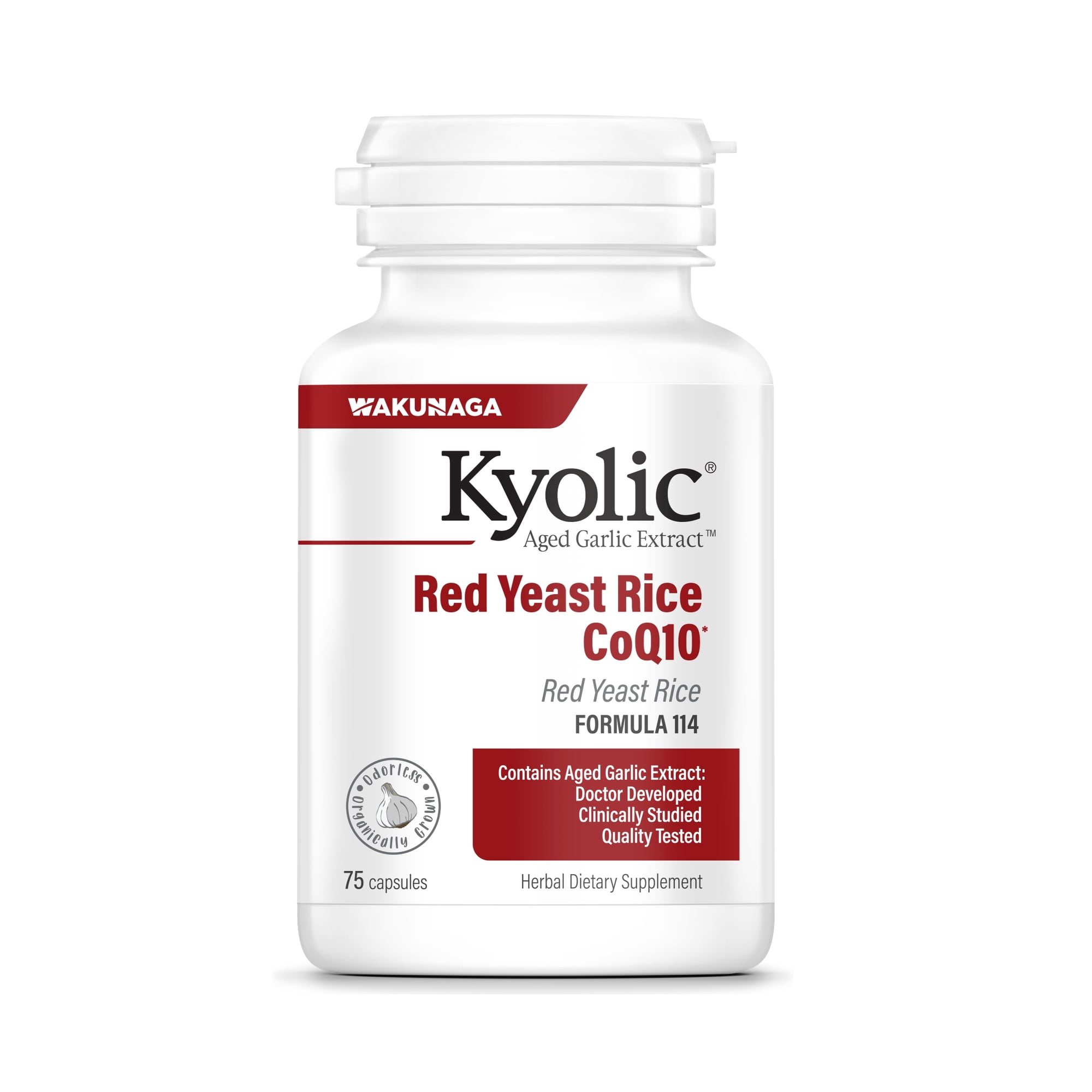 Kyolic Aged Garlic Extract Formula 114, Red Yeast Rice CoQ10, 75 Capsules