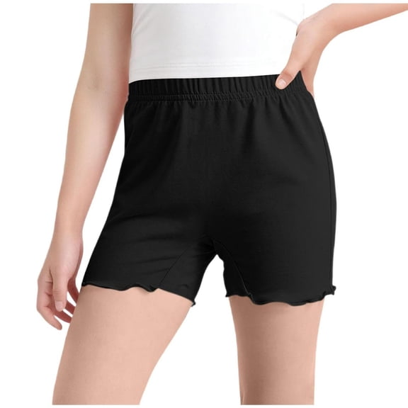 Nskgu Girls Ruffle Hem Safety Shorts Soft Cotton Blend Under Dress Shorts for Girls