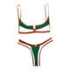 thumbnail image 4 of Conjunto de bikini para mujer, microtriángulo, sin mangas, traje de baño para playa Marrón, 4 of 9
