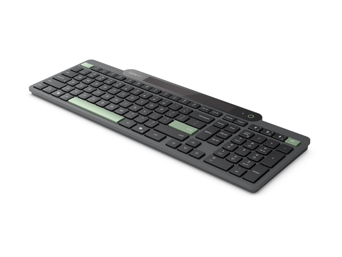 Lenovo Self-Charging Bluetooth Keyboard-US English - Wireless Connectivity - Bluetooth - 5.1 - 108 Key(s) - Windows 10, Windows 11 - English (US) - Notebook - PC - Recycled Plastic - Plunger Keyswi...