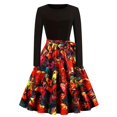 thumbnail image 1 of Robe Formelle pour Femmes Manches Longues Col Rond Robe Élégante Imprimé Halloween Automne Hiver Robe de Soirée, 1 of 6