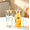 20oz-Amber, variant on VIB 24oz Ribbed Glass Tumbler with Handle, Glass Cups with Straw and Lid, Stainless Steel Straws & Cleaning Brushes, Iced Coffee Cup for Smoothies, Tea, and Gifts, Set of 2