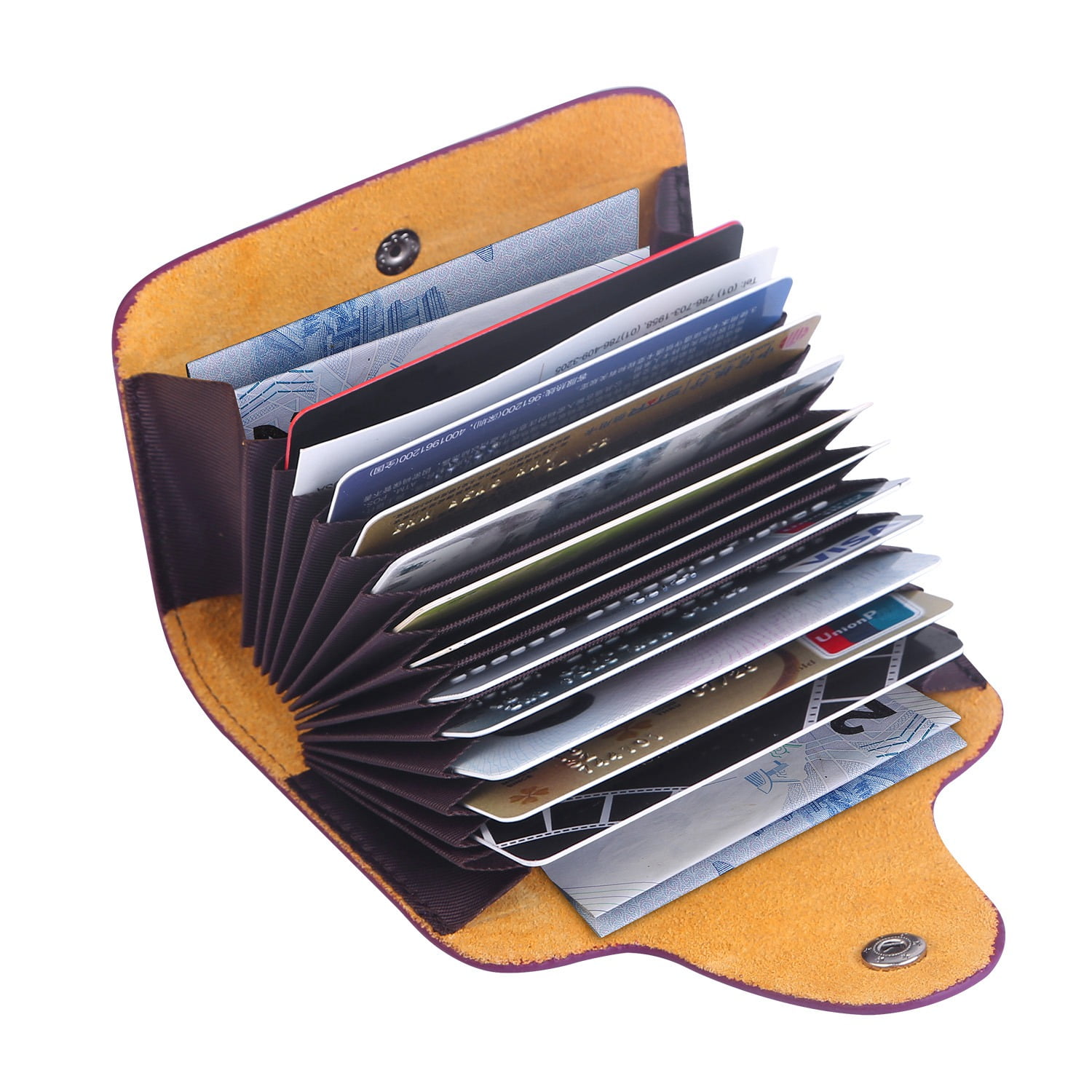 iMounTEK - Credit Card Holder Wallet PU Leather Snap Closure Purse Accordion Case with 12 Pcs