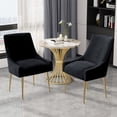 thumbnail image 2 of Home Beyond Velvet Upholstered Wing Back Parsons Chair with Golden Plated Legs, Accent Chairs with Contemporary Design for Living Room, Comfortable Armless Padded Chairs, Set of 2, VC-21BLK, Black, 2 of 7