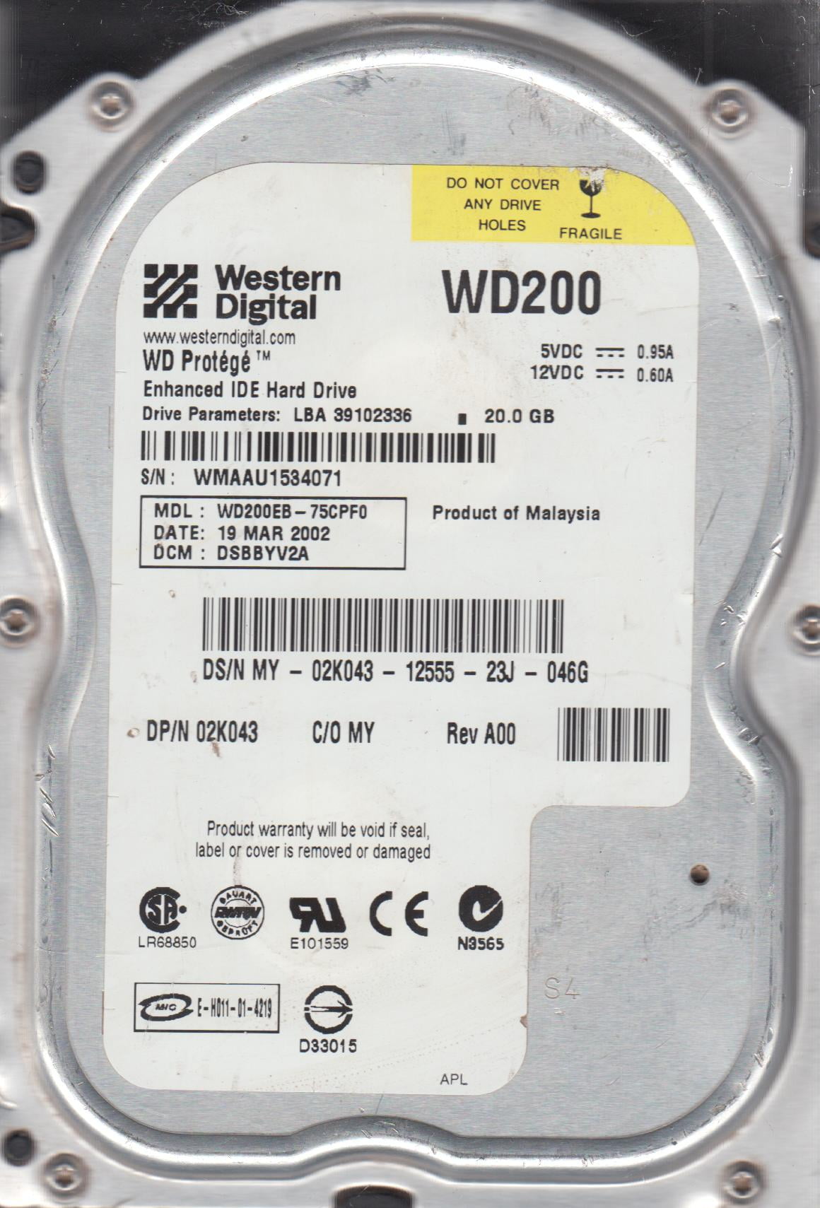 WD1600AVBS-63SVA0, DCM EHRCNTJCH, Western Digital 160GB SATA WD1600AVBS-63SVA0, DCM EHRCNTJCH, Western Digital 160GB SATA