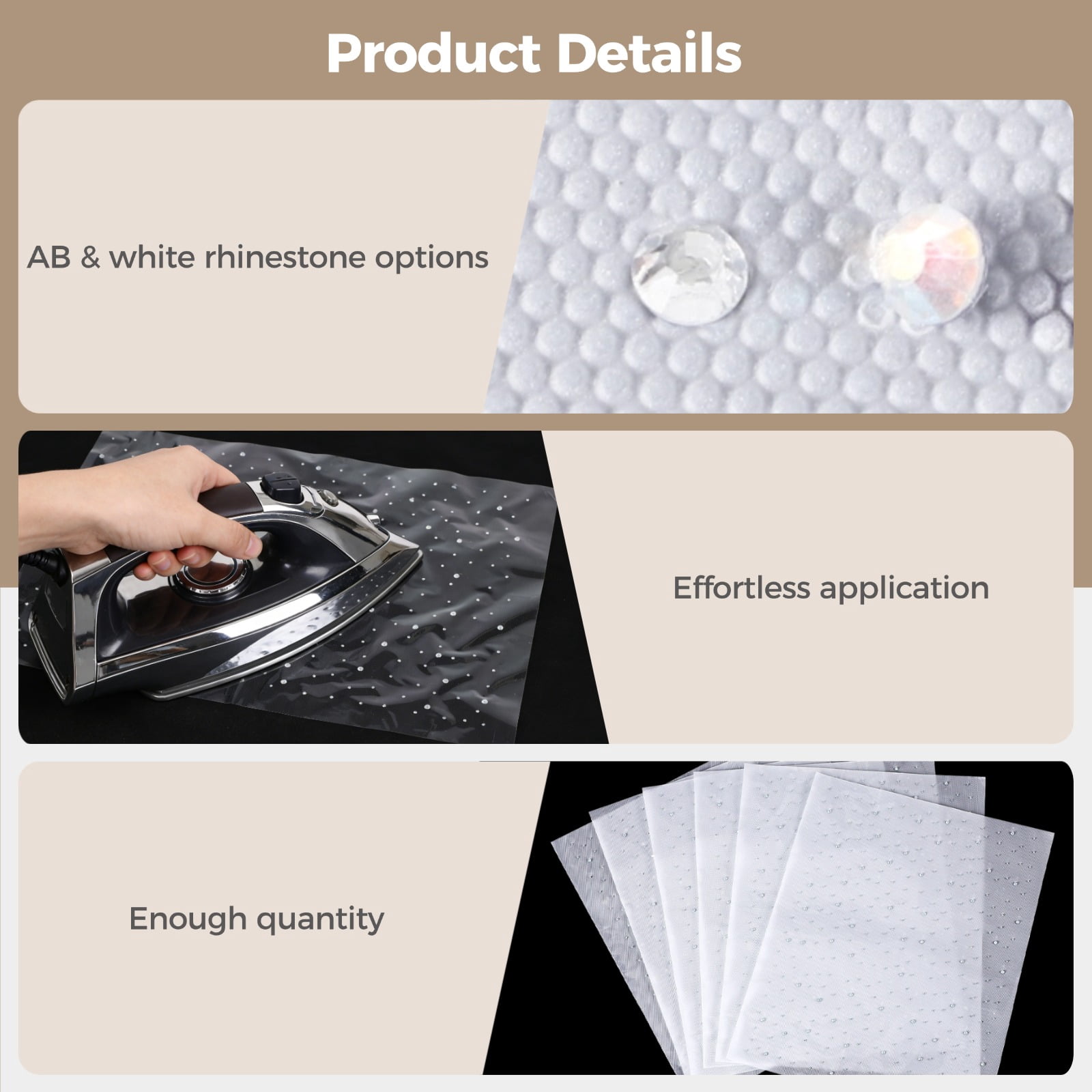 24 Pack Iron‑On Rhinestone Sheets – White & AB Crystal Hotfix Transfers Patches |13.4”x11” Glitter Hotfix Rhinestone Decals for T‑Shirts, Jackets, Bags, Shoes DIY